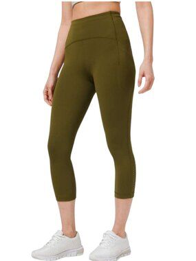 Lululemon Swift Speed High-Rise Crop 21" Leggings Size 4 Moss Green